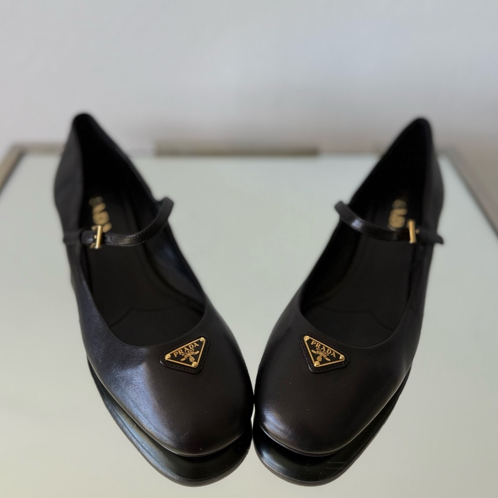 New PRADA Leather Mary Jane Ballerina Pumps - Nero $1,120 40 - Picture 14 of 14